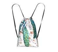 YWPCOIUYB Beautiful Peacock Flowers Print, Drawstring Sackpack Unisex String Bag Sport Gym Bag Casual Daypack Foldable Drawstring Backpack