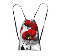 YWPCOIUYB Beautiful Poppy Flower Ink Printing, Drawstring Sackpack Unisex String Bag Sport Gym Bag Casual Daypack Foldable Drawstring Backpack