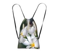 YWPCOIUYB Beautiful White Frangipani Wake Plumeria Flowers, Drawstring Sackpack Unisex String Bag Sport Gym Bag Casual Daypack Foldable Drawstring Backpack