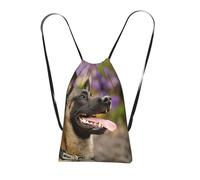 YWPCOIUYB Belgian Malinois Pets Dogs Belgian Malinois, Drawstring Sackpack Unisex String Bag Sport Gym Bag Casual Daypack Foldable Drawstring Backpack