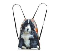 YWPCOIUYB Bernedoodle Flowers Puppy Pets Dogs Bernedoodle, Drawstring Sackpack Unisex String Bag Sport Gym Bag Casual Daypack Foldable Drawstring Backpack