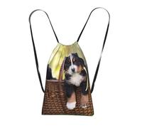 YWPCOIUYB Bernese Mountain Dog Puppies, Drawstring Sackpack Unisex String Bag Sport Gym Bag Casual Daypack Foldable Drawstring Backpack