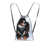 YWPCOIUYB Bernese Mountain Dog Snowfall, Drawstring Sackpack Unisex String Bag Sport Gym Bag Casual Daypack Foldable Drawstring Backpack