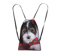 YWPCOIUYB Biewer Terrier Puppies, Drawstring Sackpack Unisex String Bag Sport Gym Bag Casual Daypack Foldable Drawstring Backpack