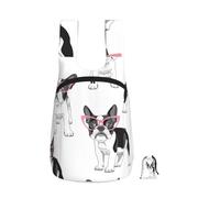 YWPCOIUYB Black Frenchie Cartoon French Bulldog Pink Glasses White Dog, Foldable Storage Backpack Unisex Sackpack Sport Gym Bag Casual Daypack