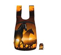 YWPCOIUYB Black Horses Red Glowing Clouds Printed, Foldable Storage Backpack Unisex Sackpack Sport Gym Bag Casual Daypack