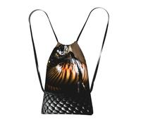 YWPCOIUYB Black Mamba Snake Print, Drawstring Sackpack Unisex String Bag Sport Gym Bag Casual Daypack Foldable Drawstring Backpack