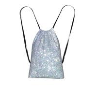 YWPCOIUYB Bling Silver Printed Glitter, Drawstring Sackpack Unisex String Bag Sport Gym Bag Casual Daypack Foldable Drawstring Backpack