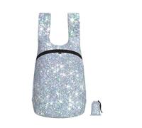 YWPCOIUYB Bling Silver Printed Glitter, Foldable Storage Backpack Unisex Sackpack Sport Gym Bag Casual Daypack