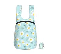 YWPCOIUYB Blue And White Dainty Floral Daisy, Foldable Storage Backpack Unisex Sackpack Sport Gym Bag Casual Daypack