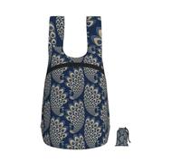 YWPCOIUYB Blue Gold Art Deco Peacock, Foldable Storage Backpack Unisex Sackpack Sport Gym Bag Casual Daypack