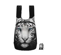 YWPCOIUYB Blue Pupil White Tiger, Foldable Storage Backpack Unisex Sackpack Sport Gym Bag Casual Daypack