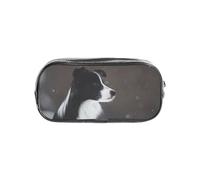 YWPCOIUYB Border Collie Dog Spotted Snow, Transparent Pencil Case Portable PVC Pen Pouch Stationery Bag for School Office