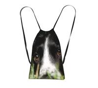 YWPCOIUYB Border Collie Pets Grass Black Border Collie, Drawstring Sackpack Unisex String Bag Sport Gym Bag Casual Daypack Foldable Drawstring Backpack