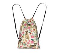 YWPCOIUYB Border Terrier Florals Cream, Drawstring Sackpack Unisex String Bag Sport Gym Bag Casual Daypack Foldable Drawstring Backpack