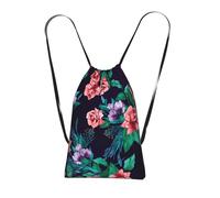 YWPCOIUYB Bright Flowers On Black, Drawstring Sackpack Unisex String Bag Sport Gym Bag Casual Daypack Foldable Drawstring Backpack