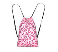 YWPCOIUYB Bright Pink Leopard Skin Pattern, Drawstring Sackpack Unisex String Bag Sport Gym Bag Casual Daypack Foldable Drawstring Backpack