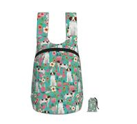 YWPCOIUYB Brittany Spaniel Florals Cute Painted Floral Dog Dogs, Foldable Storage Backpack Unisex Sackpack Sport Gym Bag Casual Daypack