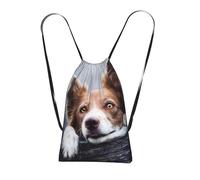 YWPCOIUYB Brown Border Collie Bokeh God With Yellow Eyes, Drawstring Sackpack Unisex String Bag Sport Gym Bag Casual Daypack Foldable Drawstring Backpack