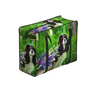 YWPCOIUYB Cavalier King Charles Spaniel Dog Lupin Flowers,Large Capacity Storage Bag Portable Shopping Bags Reusable Foldable Grocery Bags