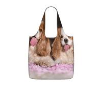 YWPCOIUYB Cavalier King Charles Spaniel White Brown Dogs,Shopping Bags Reusable Grocery Bags Foldable Tote Bags Large Capacity Storage Bag