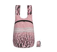 YWPCOIUYB Chic Girly Pink Leopard Animal Print Glitter, Foldable Storage Backpack Unisex Sackpack Sport Gym Bag Casual Daypack