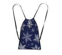 YWPCOIUYB Christmas Winter Snowflake Navy Blue, Drawstring Sackpack Unisex String Bag Sport Gym Bag Casual Daypack Foldable Drawstring Backpack