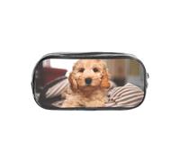 YWPCOIUYB Cockapoo Beige Curly Dogs Pets Dogs, Transparent Pencil Case Portable PVC Pen Pouch Stationery Bag for School Office