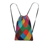 YWPCOIUYB Colorful Plaid Flannel, Drawstring Sackpack Unisex String Bag Sport Gym Bag Casual Daypack Foldable Drawstring Backpack