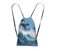 YWPCOIUYB Common Bottlenose Dolphin, Drawstring Sackpack Unisex String Bag Sport Gym Bag Casual Daypack Foldable Drawstring Backpack