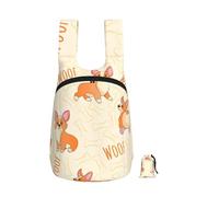 YWPCOIUYB Corgi With Bones And Words, Foldable Storage Backpack Unisex Sackpack Sport Gym Bag Casual Daypack