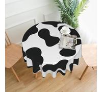YWPCOIUYB Cow Print Pattern, Round Tablecloth Waterproof Dust-Proof Tabletop Wrinkle Resistant Table Cover - 60 in