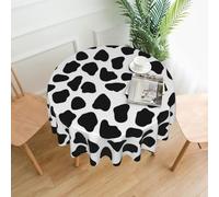 YWPCOIUYB Cow Print, Round Tablecloth Waterproof Dust-Proof Tabletop Wrinkle Resistant Table Cover - 60 in