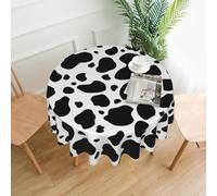 YWPCOIUYB Cowhide Milk Cow Print, Round Tablecloth Waterproof Dust-Proof Tabletop Wrinkle Resistant Table Cover - 60 in