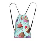 YWPCOIUYB Cupcake Pattern Printed, Drawstring Sackpack Unisex String Bag Sport Gym Bag Casual Daypack Foldable Drawstring Backpack