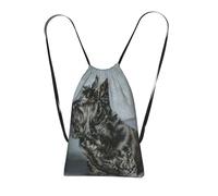 YWPCOIUYB Cute Black Scottish Terrier Dog Art, Drawstring Sackpack Unisex String Bag Sport Gym Bag Casual Daypack Foldable Drawstring Backpack
