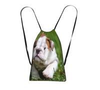 YWPCOIUYB Cute Bulldog Puppy, Drawstring Sackpack Unisex String Bag Sport Gym Bag Casual Daypack Foldable Drawstring Backpack