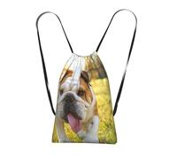 YWPCOIUYB Cute Bulldog Puppy Print, Drawstring Sackpack Unisex String Bag Sport Gym Bag Casual Daypack Foldable Drawstring Backpack