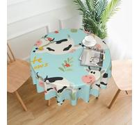 YWPCOIUYB Cute Cow Print, Round Tablecloth Waterproof Dust-Proof Tabletop Wrinkle Resistant Table Cover - 60 in
