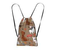 YWPCOIUYB Cute Funny Dogs Pattern, Drawstring Sackpack Unisex String Bag Sport Gym Bag Casual Daypack Foldable Drawstring Backpack