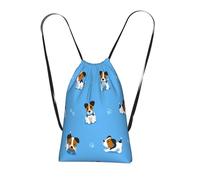 YWPCOIUYB Cute Jack Russell Terrier Dogs With Bones Pattern, Drawstring Sackpack Unisex String Bag Sport Gym Bag Casual Daypack Foldable Drawstring Backpack