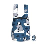 YWPCOIUYB Cute Penguins And Snowflakes, Foldable Storage Backpack Unisex Sackpack Sport Gym Bag Casual Daypack