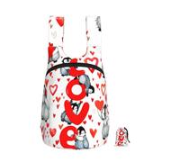 YWPCOIUYB Cute Penguins Valentine Day, Foldable Storage Backpack Unisex Sackpack Sport Gym Bag Casual Daypack