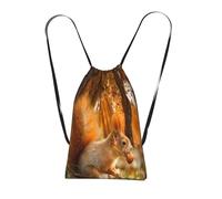 YWPCOIUYB Cute Squirrel Eating Nuts, Drawstring Sackpack Unisex String Bag Sport Gym Bag Casual Daypack Foldable Drawstring Backpack