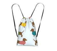 YWPCOIUYB Dachshund Dog Cute Wallpaper, Drawstring Sackpack Unisex String Bag Sport Gym Bag Casual Daypack Foldable Drawstring Backpack