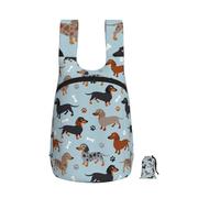 YWPCOIUYB Dachshund Paws And Bones Blue, Foldable Storage Backpack Unisex Sackpack Sport Gym Bag Casual Daypack