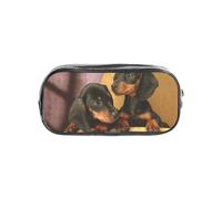 YWPCOIUYB Dachshund Puppies Pets Dogs Small Dachshund, Transparent Pencil Case Portable PVC Pen Pouch Stationery Bag for School Office