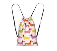 YWPCOIUYB Dachshund Sausage Dogs Cute Dog, Drawstring Sackpack Unisex String Bag Sport Gym Bag Casual Daypack Foldable Drawstring Backpack