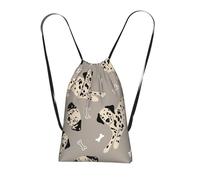 YWPCOIUYB Dalmatians And Bones On Grey, Drawstring Sackpack Unisex String Bag Sport Gym Bag Casual Daypack Foldable Drawstring Backpack