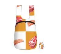 YWPCOIUYB Delicious Salmon And Steak, Foldable Storage Backpack Unisex Sackpack Sport Gym Bag Casual Daypack